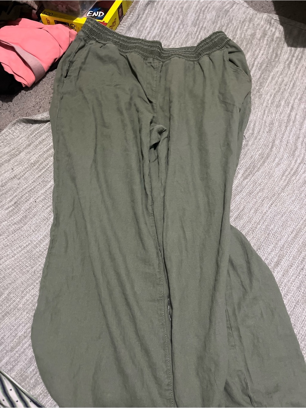 Briggs New York Olive Wide-Leg Pull-On Pants